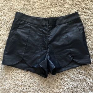 Navy Leather Shorts